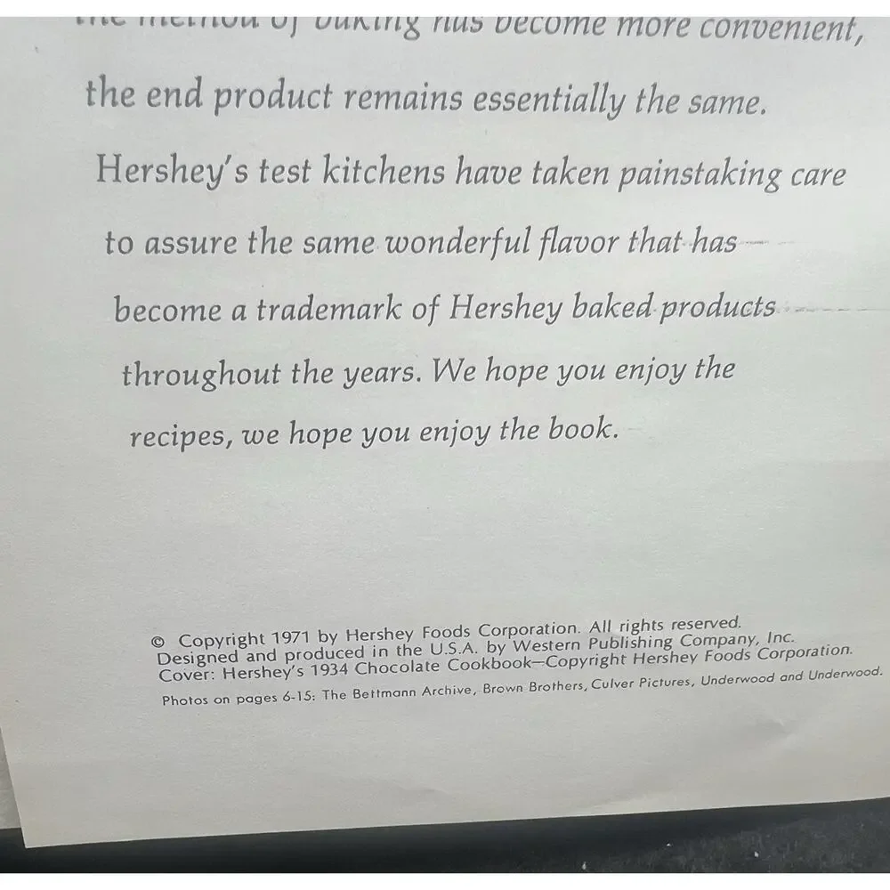 Rare Hershey's 1934 Cookbook 1971 Edition‎ Wirebound Spiral